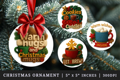 Patchwork Christmas round ornaments sublimation design Product Image 1