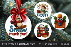 Patchwork Christmas round ornaments sublimation design Product Image 1