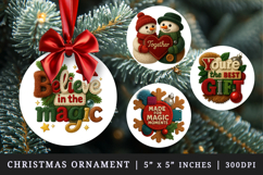 Patchwork Christmas round ornaments sublimation design Product Image 1