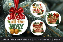 Patchwork Christmas round ornaments sublimation design Product Image 1