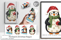 Digital Paper Patchwork Penguin Product Image 1