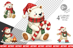 Patchwork Polar Bear Clipart Product Image 1