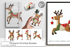 Digital Paper Patchwork Reindeer Product Image 1