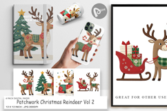 Digital Paper Patchwork Reindeer Product Image 1