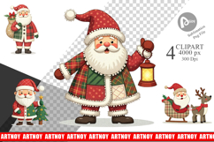 Patchwork Santa Clipart Product Image 1