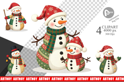 Patchwork Snowman Clipart Product Image 1