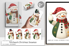 Digital Paper Patchwork Snowman Product Image 1