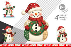 Patchwork Snowman Clipart Product Image 1