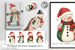 Digital Paper Patchwork Snowman Product Image 1
