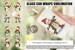 Glass Can Patchwork Snowman Product Image 1