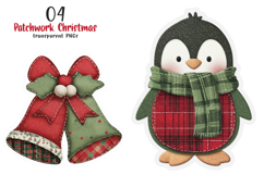 Patchwork Christmas Stickers PNG Product Image 1