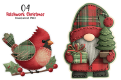 Patchwork Christmas Stickers PNG Product Image 1