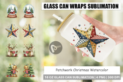 Patchwork Christmas Glass Can Product Image 1