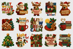 Patchwork Christmas clipart printable sublimation bundle png Product Image 2