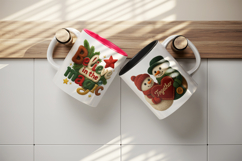 Patchwork Christmas mug wrap printable sublimation design Product Image 3