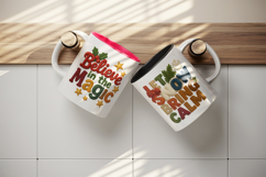 Patchwork Christmas mug wrap printable sublimation design Product Image 3