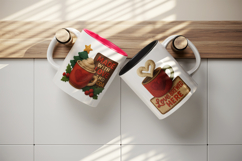 Patchwork Christmas mug wrap printable sublimation design Product Image 3