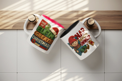 Patchwork Christmas mug wrap printable sublimation design Product Image 3