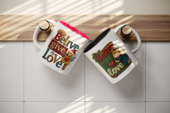 Patchwork Christmas mug wrap printable sublimation design Product Image 3