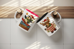 Patchwork Christmas mug wrap printable sublimation design Product Image 3