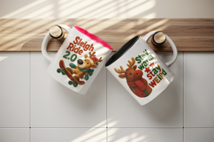 Patchwork Christmas mug wrap printable sublimation design Product Image 3