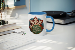 Patchwork Christmas mug wrap printable sublimation design Product Image 5