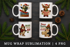 Patchwork Christmas mug wrap printable sublimation design Product Image 1