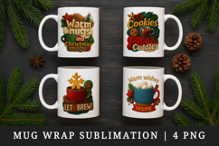 Patchwork Christmas mug wrap printable sublimation design Product Image 1