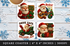 Patchwork Christmas square coaster sublimation design Product Image 1