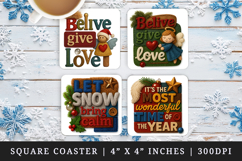 Patchwork Christmas square coaster sublimation design Product Image 1