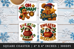 Patchwork Christmas square coaster sublimation design Product Image 1