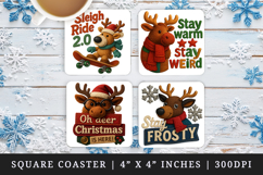 Patchwork Christmas square coaster sublimation design Product Image 1