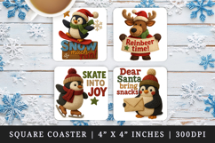 Patchwork Christmas square coaster sublimation design Product Image 1