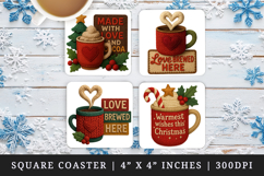 Patchwork Christmas square coaster sublimation design Product Image 1