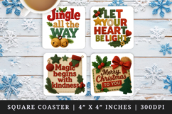 Patchwork Christmas square coaster sublimation design Product Image 1
