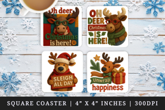 Patchwork Christmas square coaster sublimation design Product Image 1