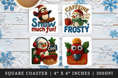 Patchwork Christmas square coaster sublimation design Product Image 1