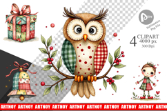 Patchwork Christmas Clipart Product Image 1