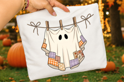 Patchwork Cute Ghost PNG, Ghost Halloween Shirt Design Product Image 3