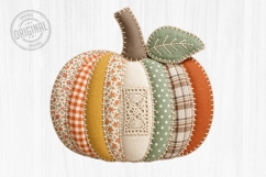 Patchwork Fabric Pumpkin Autumn PNG Design Product Image 1