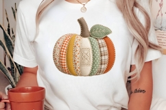 Patchwork Fabric Pumpkin Autumn PNG Design Product Image 2