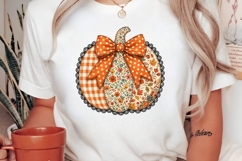 Patchwork Floral Pumpkin Bow Clipart PNG Design Product Image 2