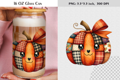 Patchwork Pumpkin Coquette Halloween Glass Can Wrap Product Image 1