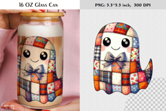 Patchwork Ghost Coquette Halloween Glass Can Wrap Product Image 1