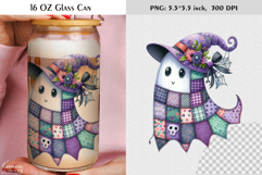 Patchwork Ghost Coquette Halloween Glass Can Wrap Product Image 1