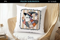 Patchwork Ghost Pillow Sublimation Design Fall Halloween Product Image 1
