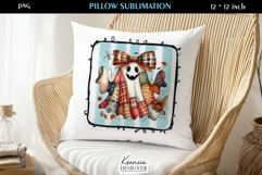 Patchwork Ghost Pillow Sublimation Design Fall Halloween Product Image 1