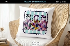 Patchwork Ghost Pillow Sublimation Design Fall Halloween Product Image 1