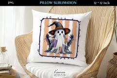 Patchwork Ghost Pillow Sublimation Design Fall Halloween Product Image 1