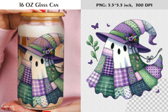 Patchwork Ghost Coquette Halloween Glass Can Wrap Product Image 1